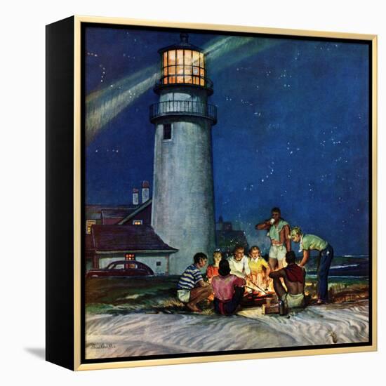 "Beach Bonfire", September 16, 1950-Mead Schaeffer-Framed Premier Image Canvas