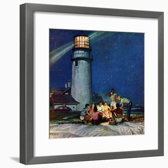 "Beach Bonfire", September 16, 1950-Mead Schaeffer-Framed Giclee Print