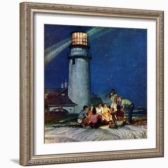 "Beach Bonfire", September 16, 1950-Mead Schaeffer-Framed Giclee Print