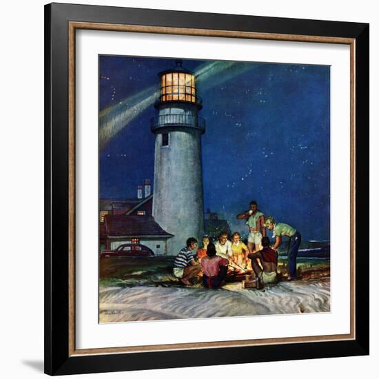 "Beach Bonfire", September 16, 1950-Mead Schaeffer-Framed Giclee Print