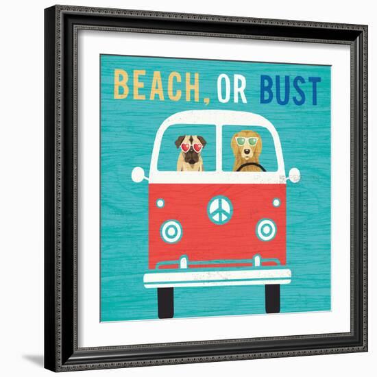 Beach Bums Bus-Michael Mullan-Framed Premium Giclee Print