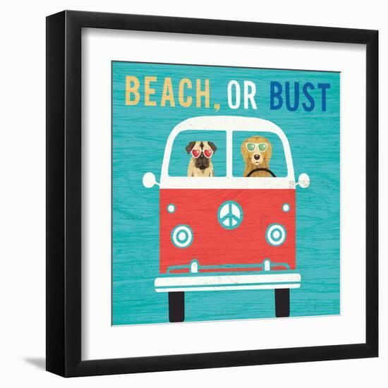 Beach Bums Bus-Michael Mullan-Framed Art Print