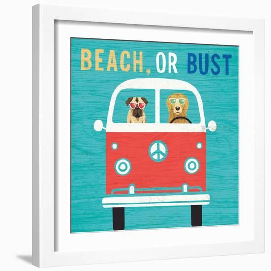 Beach Bums Bus-Michael Mullan-Framed Art Print
