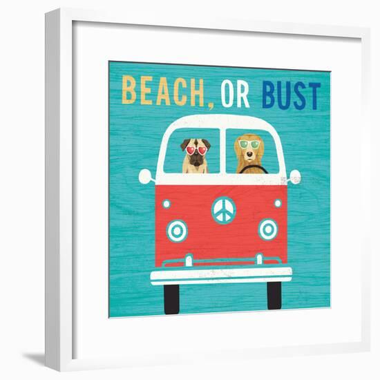 Beach Bums Bus-Michael Mullan-Framed Art Print