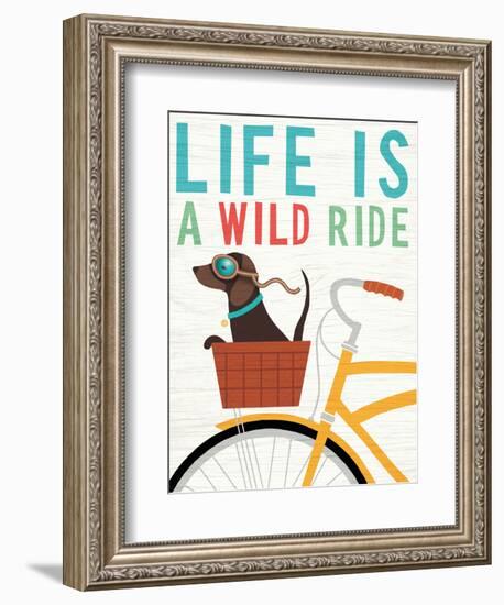 Beach Bums Dachshund Bicycle I Life-Michael Mullan-Framed Art Print