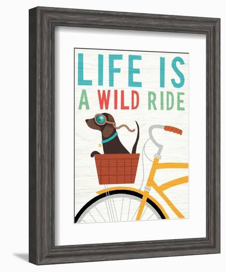 Beach Bums Dachshund Bicycle I Life-Michael Mullan-Framed Art Print