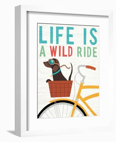 Beach Bums Dachshund Bicycle I Life-Michael Mullan-Framed Art Print