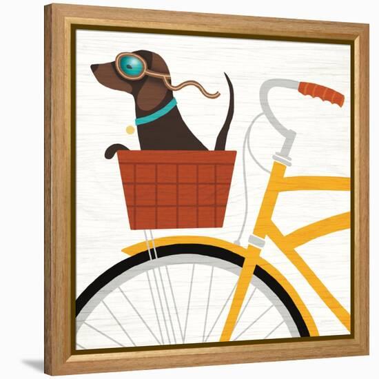 Beach Bums Dachshund Bicycle I-Michael Mullan-Framed Stretched Canvas