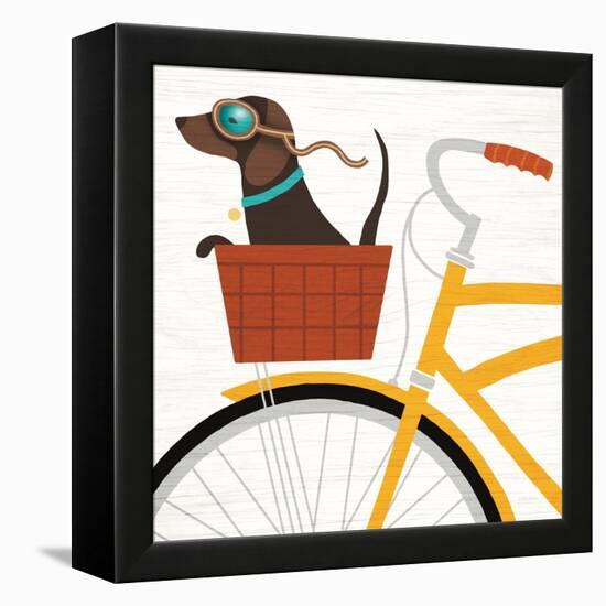 Beach Bums Dachshund Bicycle I-Michael Mullan-Framed Stretched Canvas