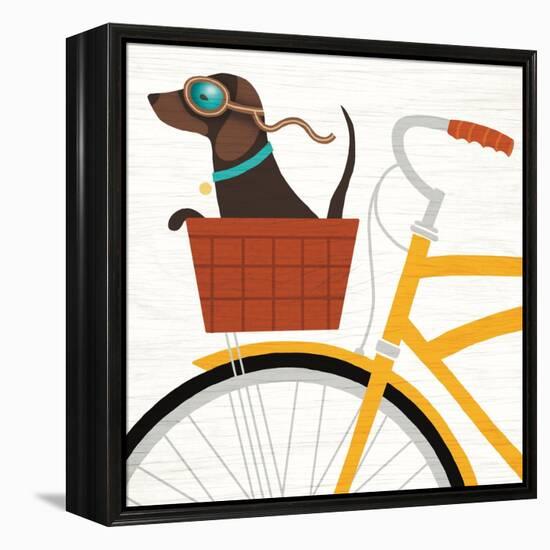 Beach Bums Dachshund Bicycle I-Michael Mullan-Framed Stretched Canvas