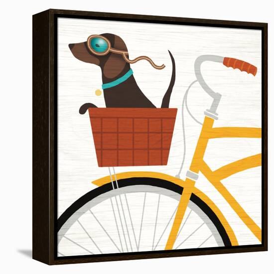 Beach Bums Dachshund Bicycle I-Michael Mullan-Framed Stretched Canvas