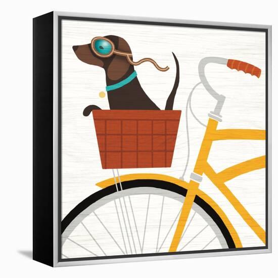 Beach Bums Dachshund Bicycle I-Michael Mullan-Framed Stretched Canvas