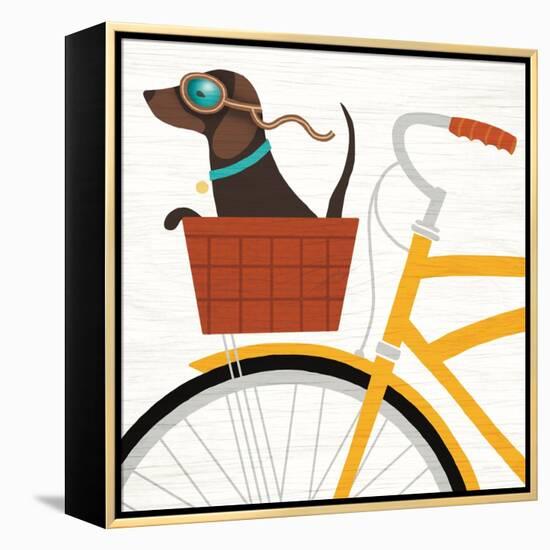 Beach Bums Dachshund Bicycle I-Michael Mullan-Framed Stretched Canvas