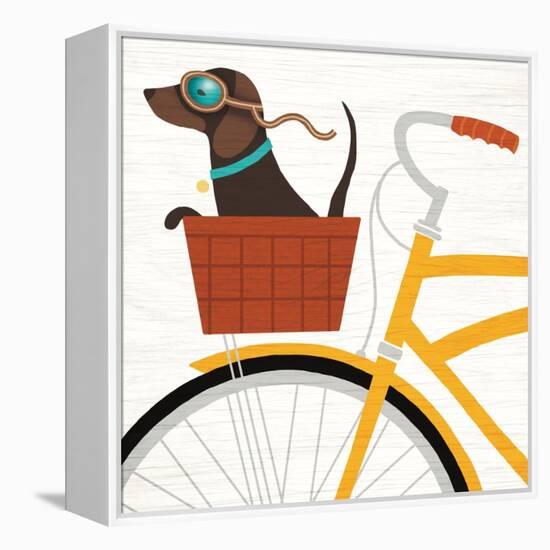 Beach Bums Dachshund Bicycle I-Michael Mullan-Framed Stretched Canvas