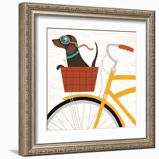 Beach Bums Dachshund Bicycle I-Michael Mullan-Framed Art Print