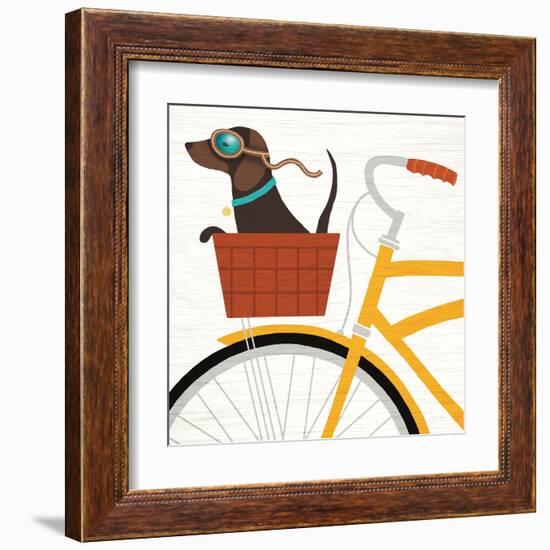 Beach Bums Dachshund Bicycle I-Michael Mullan-Framed Art Print