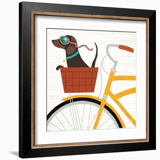 Beach Bums Dachshund Bicycle I-Michael Mullan-Framed Art Print