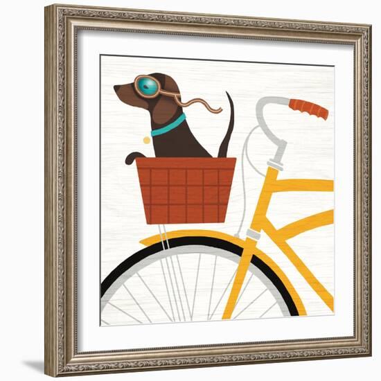 Beach Bums Dachshund Bicycle I-Michael Mullan-Framed Premium Giclee Print