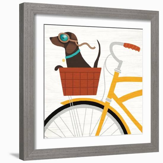 Beach Bums Dachshund Bicycle I-Michael Mullan-Framed Premium Giclee Print