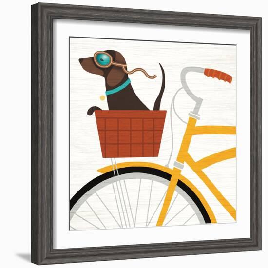 Beach Bums Dachshund Bicycle I-Michael Mullan-Framed Art Print