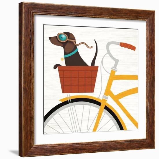 Beach Bums Dachshund Bicycle I-Michael Mullan-Framed Art Print