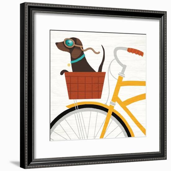 Beach Bums Dachshund Bicycle I-Michael Mullan-Framed Art Print