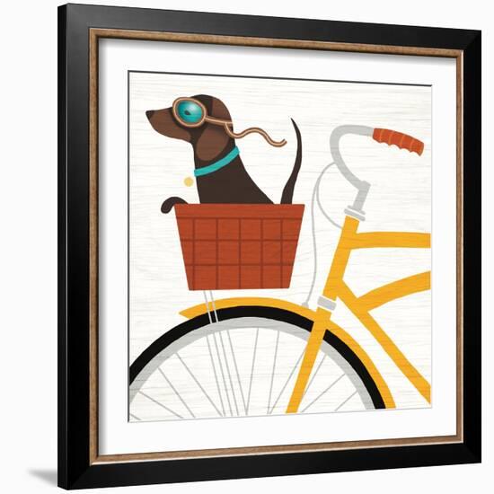 Beach Bums Dachshund Bicycle I-Michael Mullan-Framed Art Print