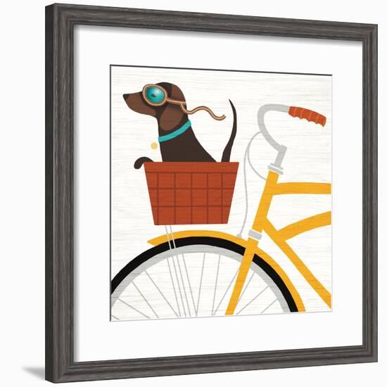 Beach Bums Dachshund Bicycle I-Michael Mullan-Framed Art Print