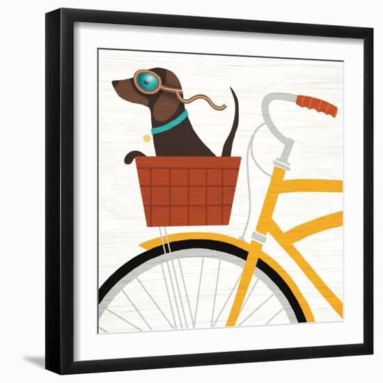 Beach Bums Dachshund Bicycle I-Michael Mullan-Framed Art Print