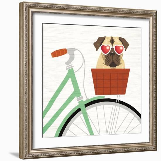 Beach Bums Pug Bicycle I-Michael Mullan-Framed Art Print