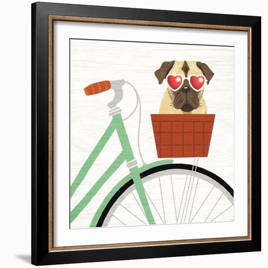 Beach Bums Pug Bicycle I-Michael Mullan-Framed Art Print