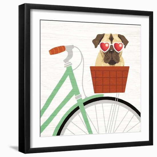 Beach Bums Pug Bicycle I-Michael Mullan-Framed Art Print