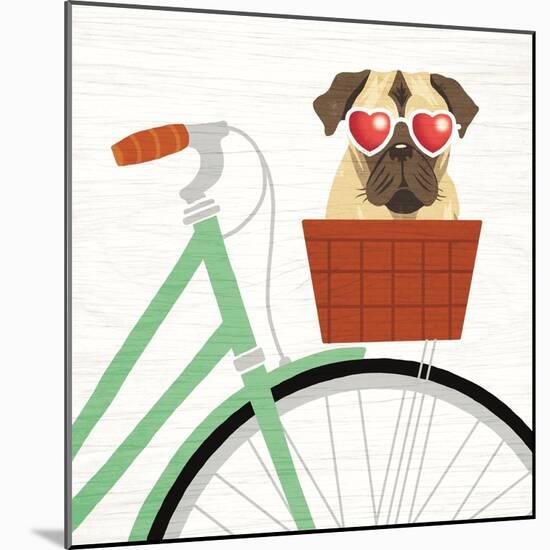 Beach Bums Pug Bicycle I-Michael Mullan-Mounted Art Print