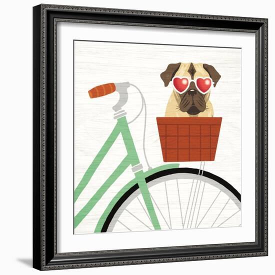 Beach Bums Pug Bicycle I-Michael Mullan-Framed Art Print