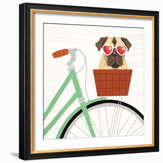 Beach Bums Pug Bicycle I-Michael Mullan-Framed Art Print