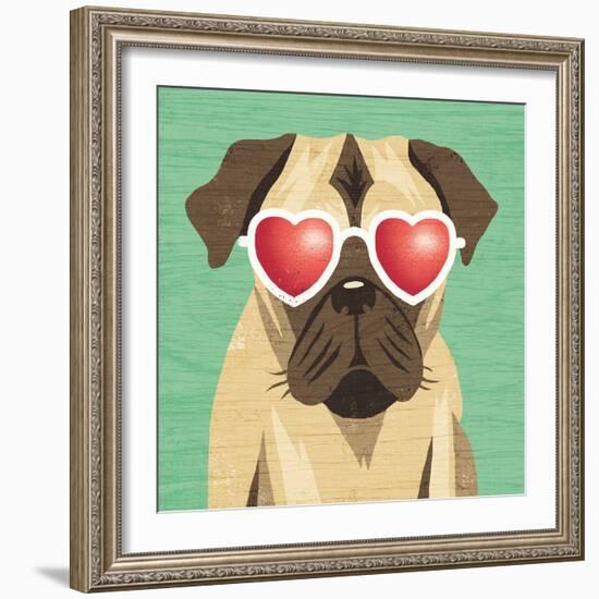 Beach Bums Pug I-Michael Mullan-Framed Art Print