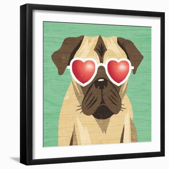 Beach Bums Pug I-Michael Mullan-Framed Art Print