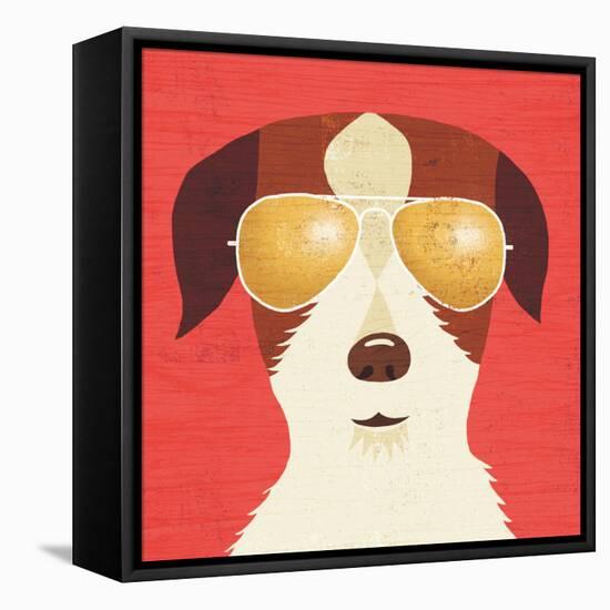 Beach Bums Terrier I-Michael Mullan-Framed Stretched Canvas