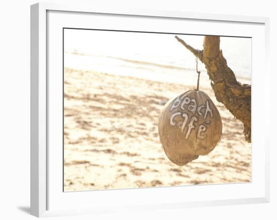 Beach Cafe Written on a Coconut on Gili Trawangan, Gili Isles Archipelago, Indonesia-Matthew Williams-Ellis-Framed Photographic Print