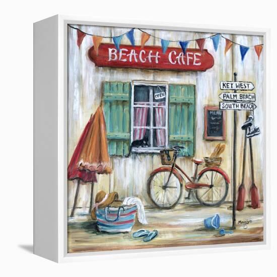 Beach Cafe-Marilyn Dunlap-Framed Stretched Canvas