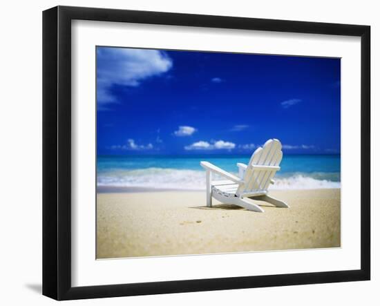 Beach Chair on Empty Beach-Randy Faris-Framed Photographic Print