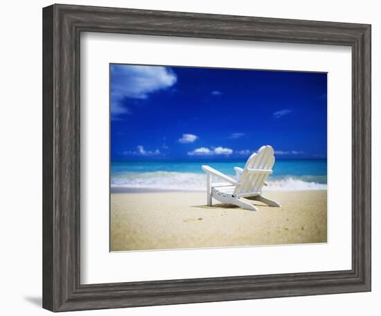 Beach Chair on Empty Beach-Randy Faris-Framed Photographic Print