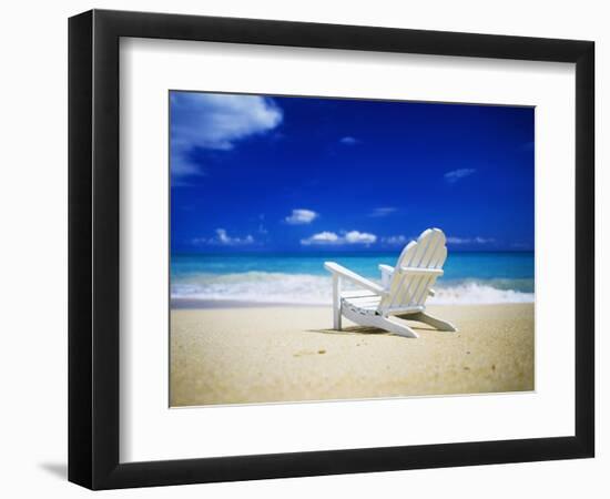 Beach Chair on Empty Beach-Randy Faris-Framed Photographic Print