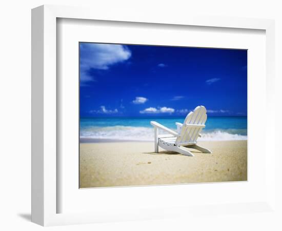 Beach Chair on Empty Beach-Randy Faris-Framed Photographic Print