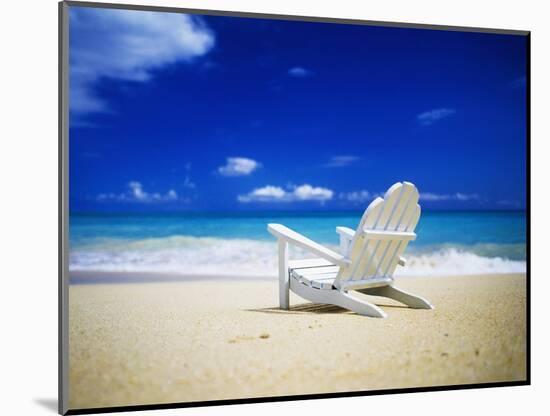 Beach Chair on Empty Beach-Randy Faris-Mounted Photographic Print