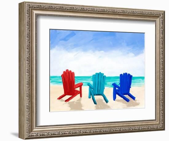 Beach Chair Trio-Julie DeRice-Framed Art Print