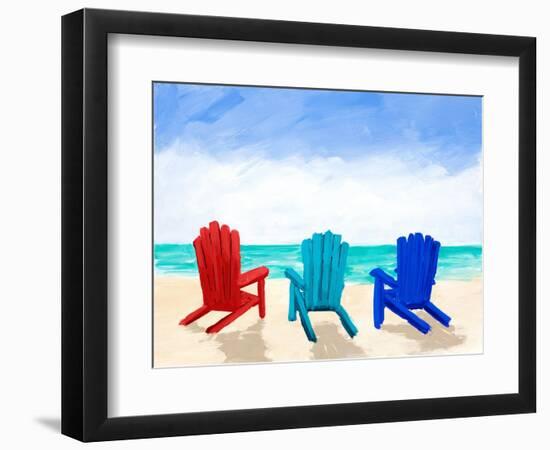 Beach Chair Trio-Julie DeRice-Framed Art Print