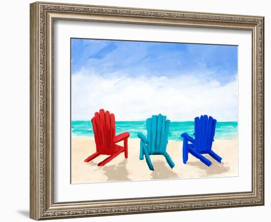 Beach Chair Trio-Julie DeRice-Framed Art Print