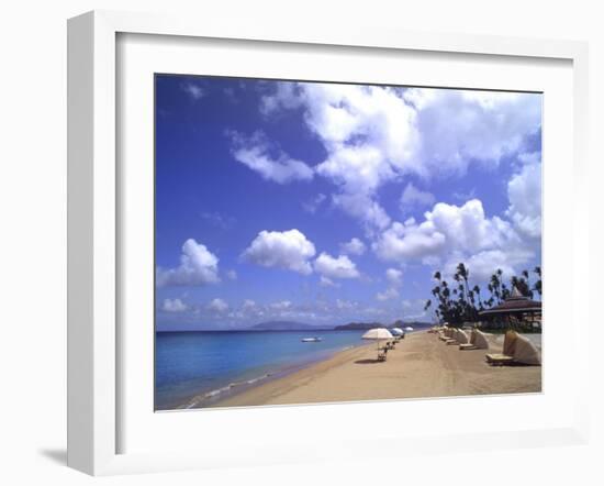 Beach Chairs and Palms, Pinneys Beach, Nevis, Caribbean-Bill Bachmann-Framed Photographic Print