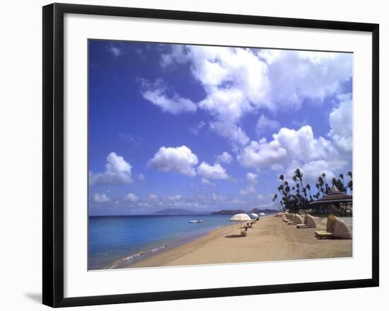 Beach Chairs and Palms, Pinneys Beach, Nevis, Caribbean-Bill Bachmann-Framed Photographic Print